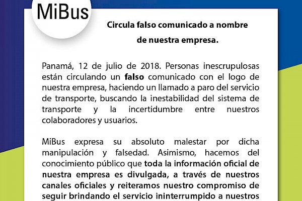 Información de supuesto paro de Metro Bus es falsa