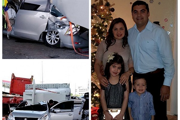 Una estructura pesada aplasta el auto en que viajaba y  logra vivir para contarlo