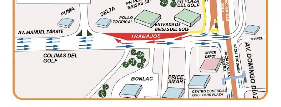 Inversión de carriles den Brisas del Golf por trabajos del Metro