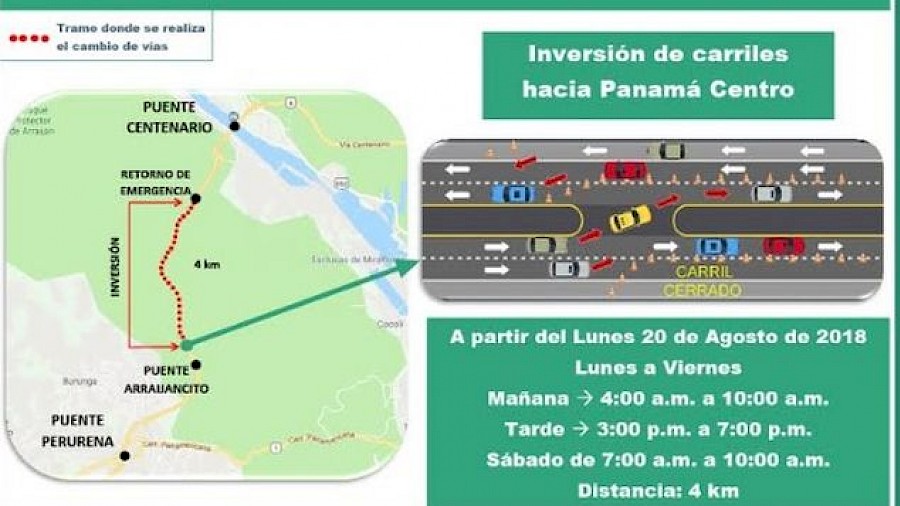 Ampliarán horario de inversión de carriles en vía Centenario