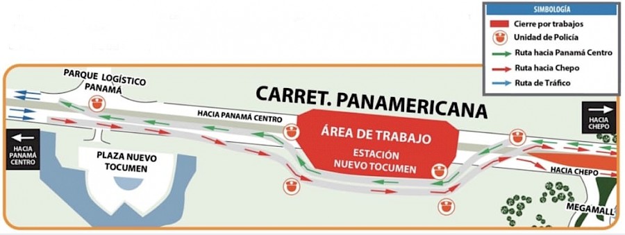 Desvíos por montaje de pasarela de la estación Nuevo Tocumen este 8 y 9 de septiembre