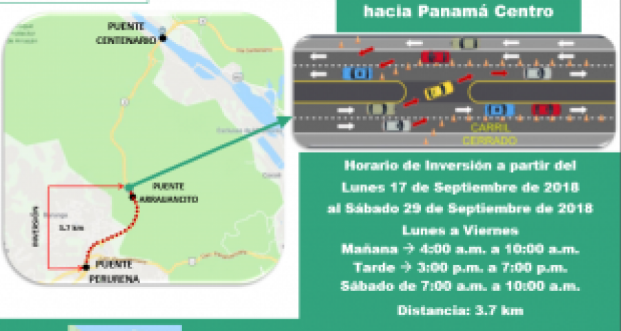 Inversión de carriles desde el estadio Rod Carew hasta el puente Perurena