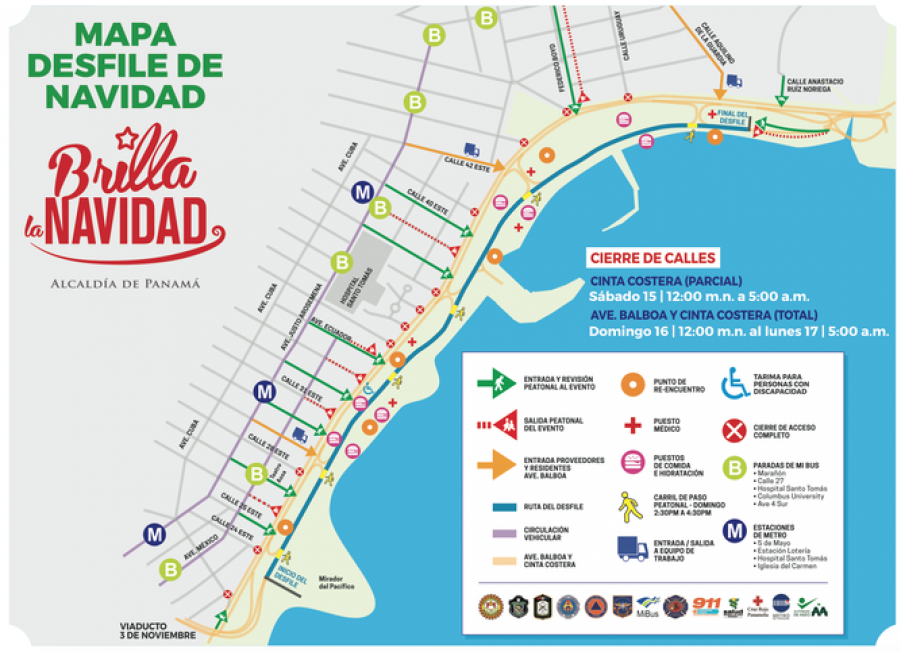 Desvíos del Metro Bus por realización del desfile de Navidad en  ciudad capital