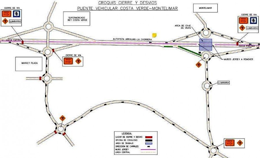 Cierres en la autopista Arraiján – La Chorrera por colocación de puente