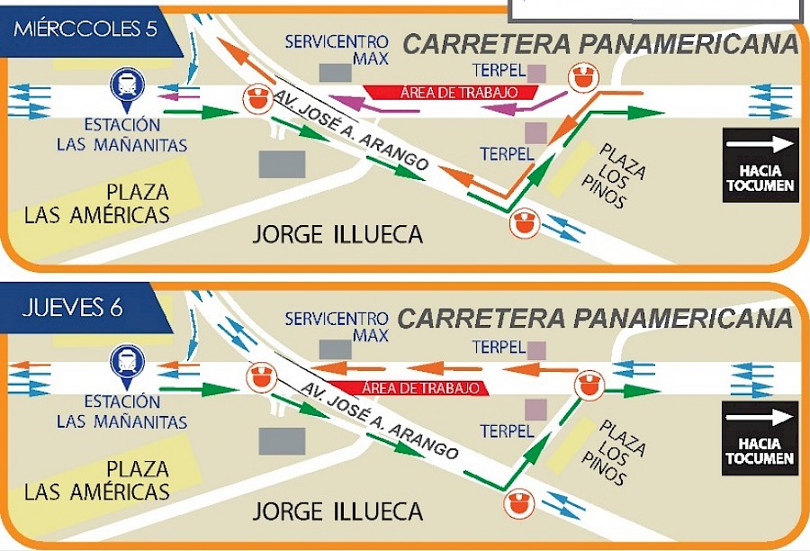Desvío en la vía Panamericana por desmontaje de puente peatonal de Las Mañanitas