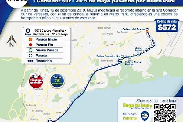 MiBus anuncia la extensión del recorrido de la ruta S572